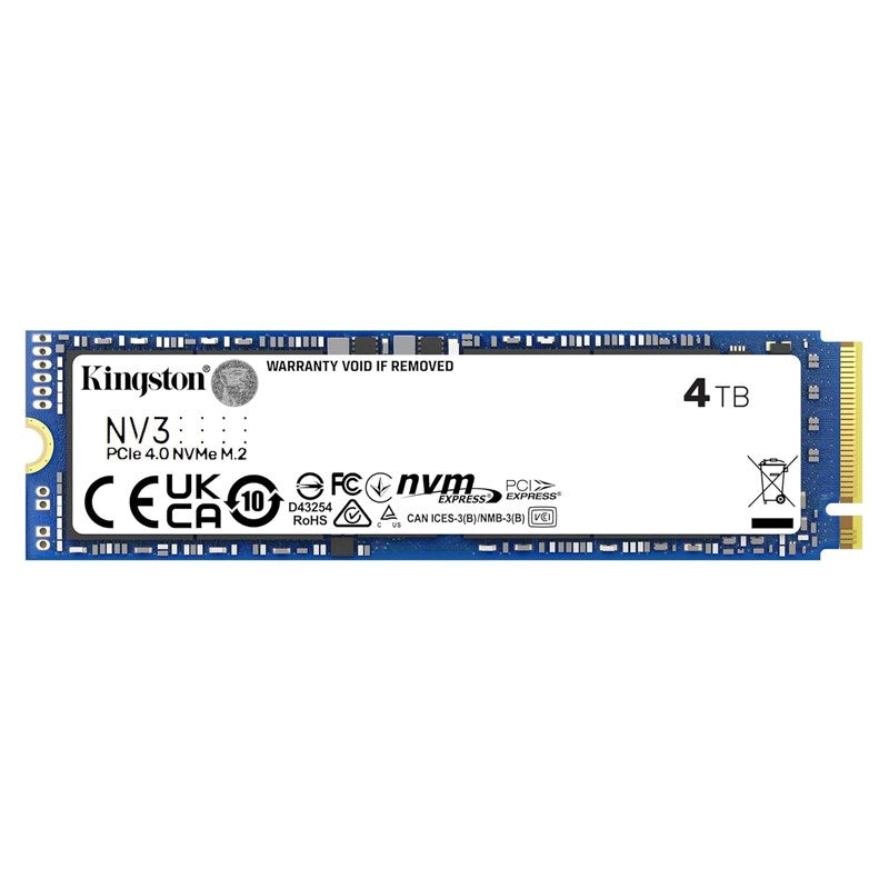 Kingston NV3 4TB PCIe 4.0 x4, NVMe, M.2 2280 Internal SSD Kingston NV3 4TB PCIe 4.0 x4, NVMe, M.2 2280 Internal SSD